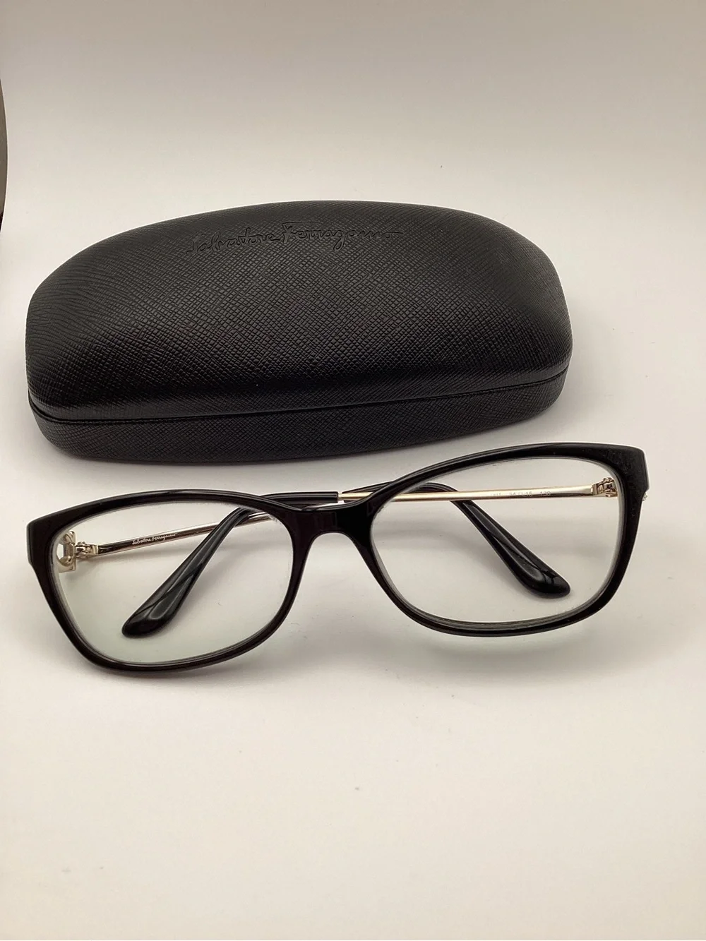 Salvatore Ferragamo Black Eyeglasses with Gold Temples